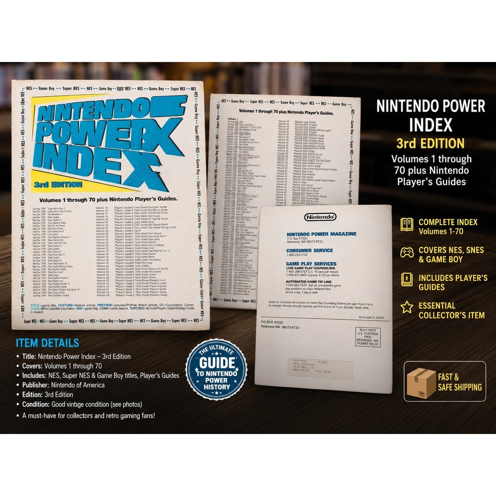 Nintendo Power Index 3rd Edition Volumes 1-70 NES Game Boy Super NES Guide 1995
